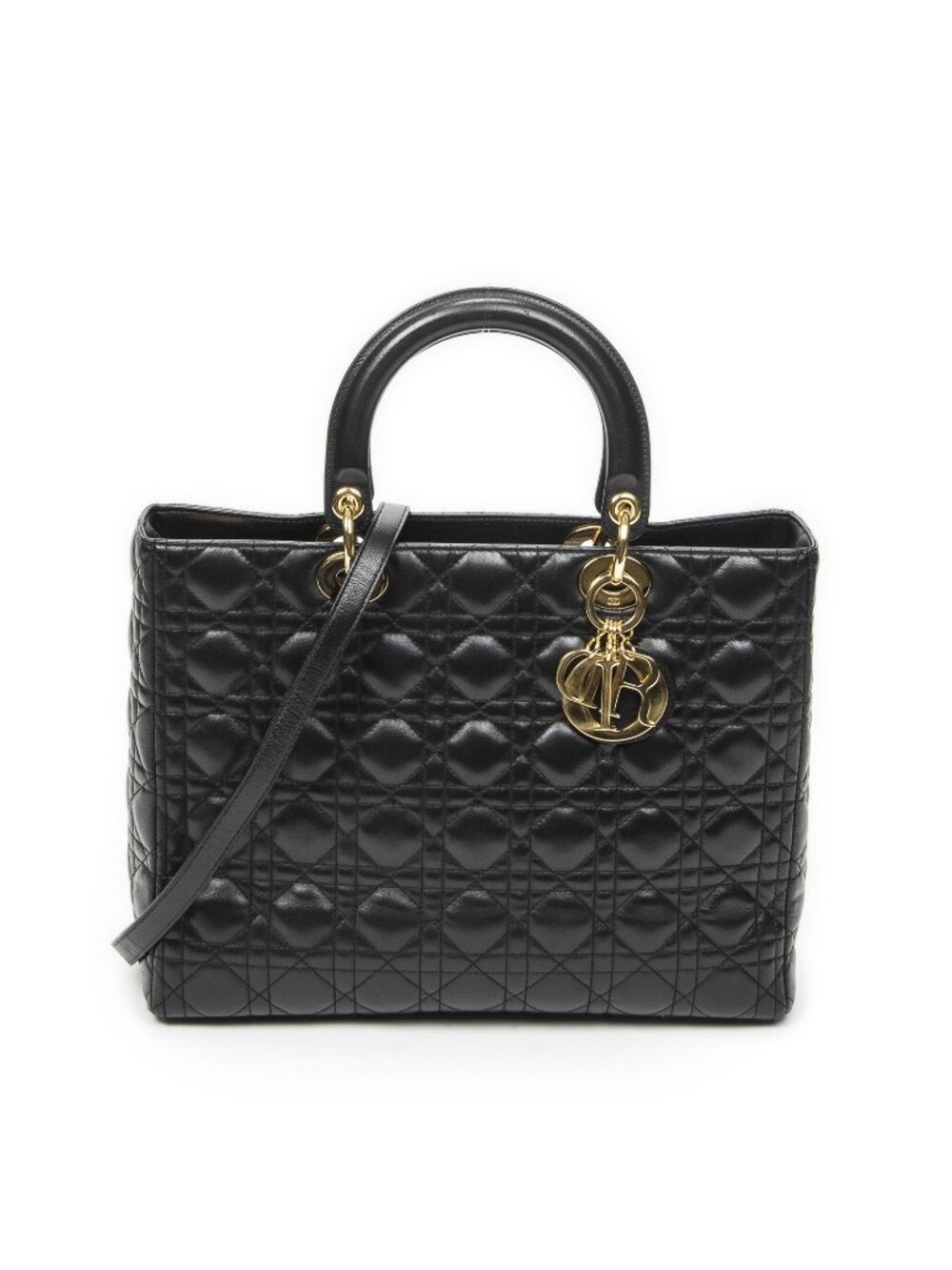 Dior Large Lady Dior Zip Black Canada Lambskin Leather Handbag
